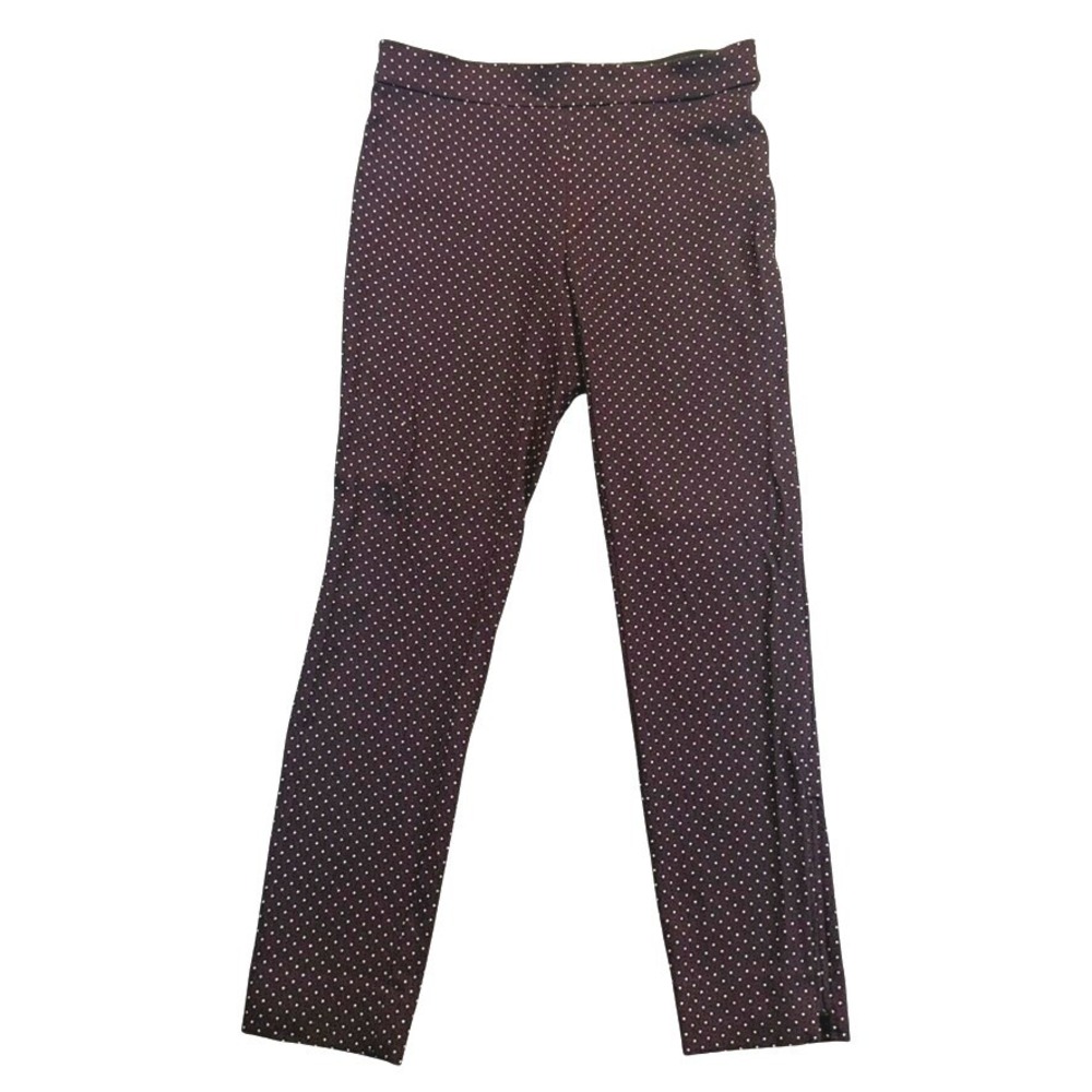 Nic+Zoe Wonderstretch Burgundy Diamond‎ Dot Slim Ankle Zip Pants Office Siren 2